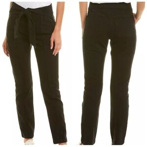 Jonathan Simkhai Henley Tie Waist Straight Black Jeans 32